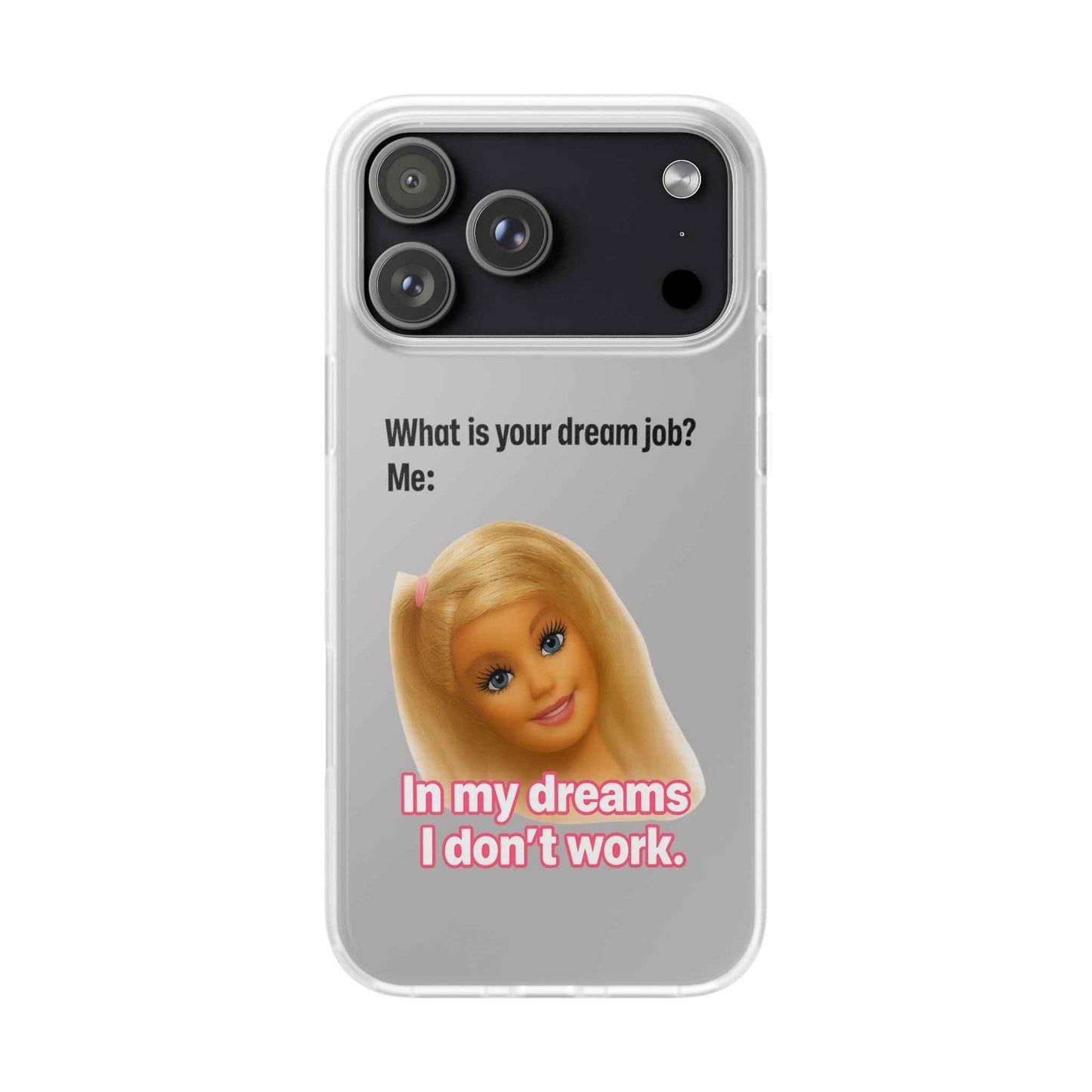 Traumjob Handyhülle – Satirische Anti-Work Phone Case mit Puppen-Illustration