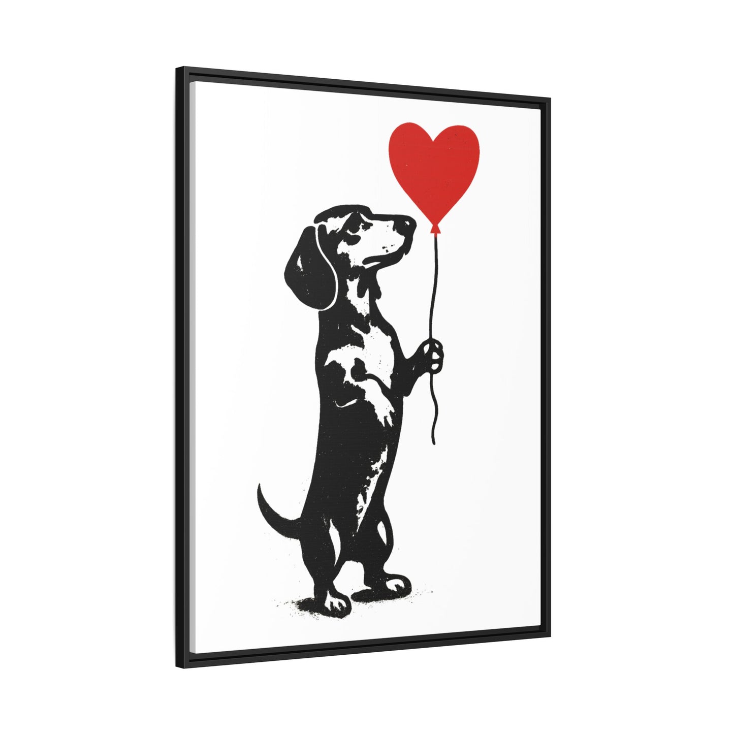 Canvas Bild – Dackel mit Herzballon