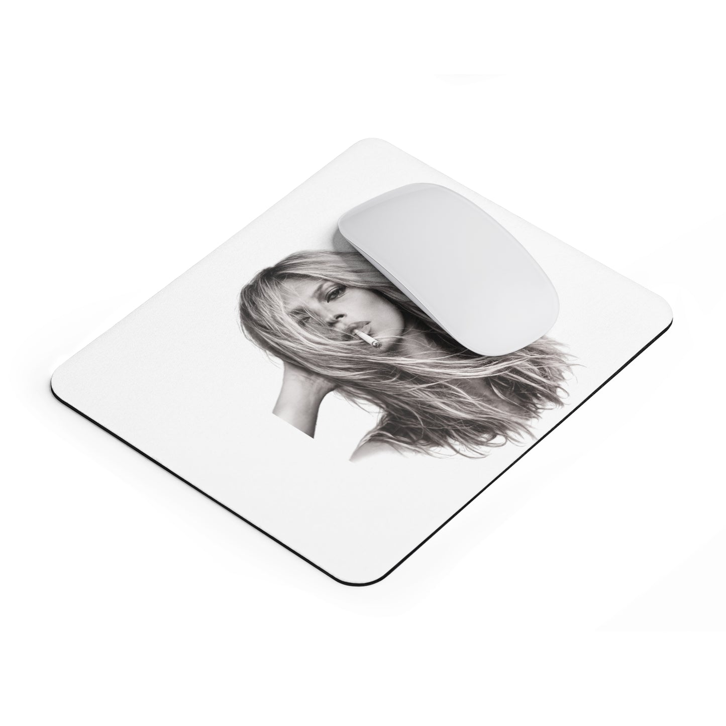 Kate Moss Porträt Mousepad – Ikonisches Schwarz-Weiß Foto Mauspad für Fashion Fans & stylisches Home Office