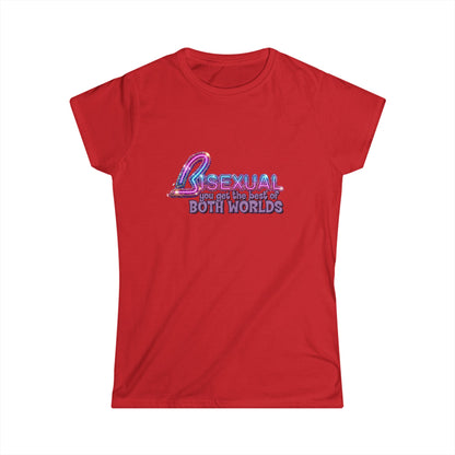 True Insights Bisexual Damen Shirt Best Of Both Worlds bunter Pride Glitzer Look in Rot, LGBTQ Geschenk
