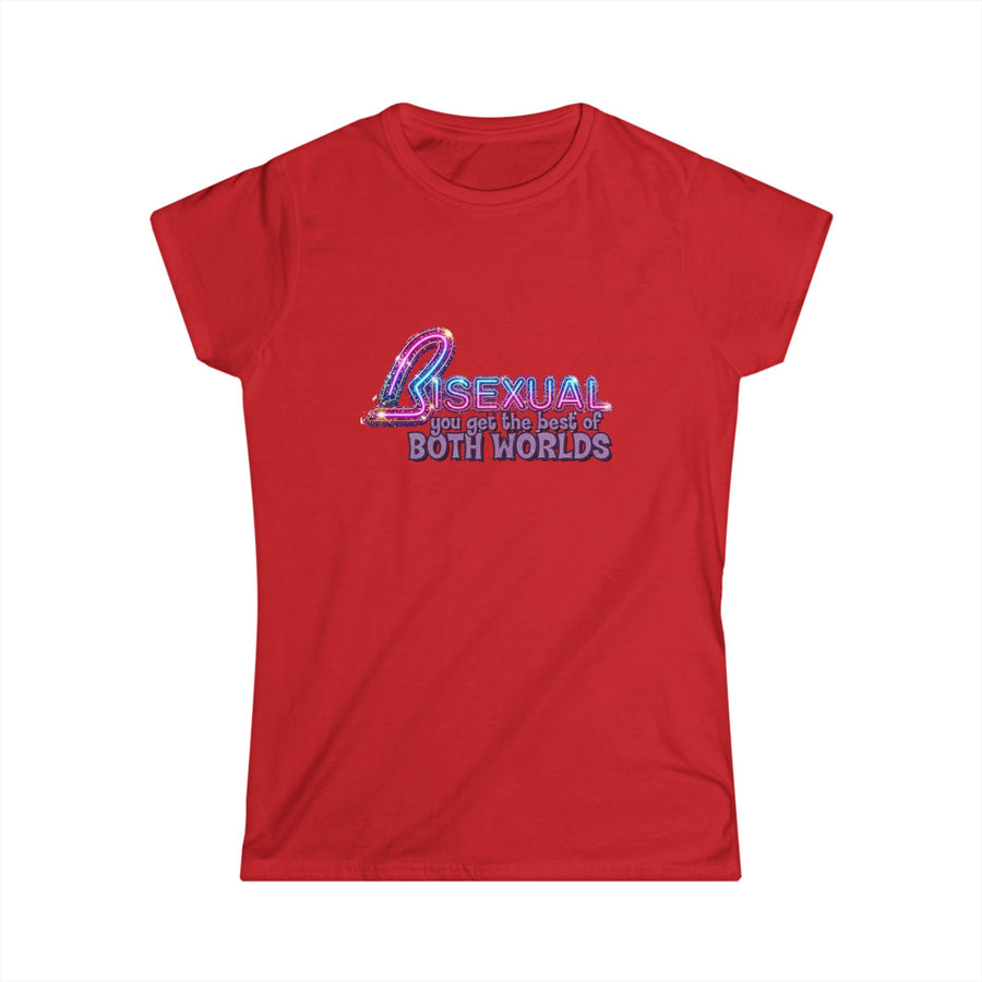 True Insights Bisexual Damen Shirt Best Of Both Worlds bunter Pride Glitzer Look in Rot, LGBTQ Geschenk
