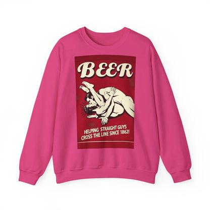 Sweatshirt – Witziges Retro Bier Sweatshirt – BEER - Helping Straight Guys Cross the Line Since 1862! Partywear Statement | True Insights Design mit Humor
