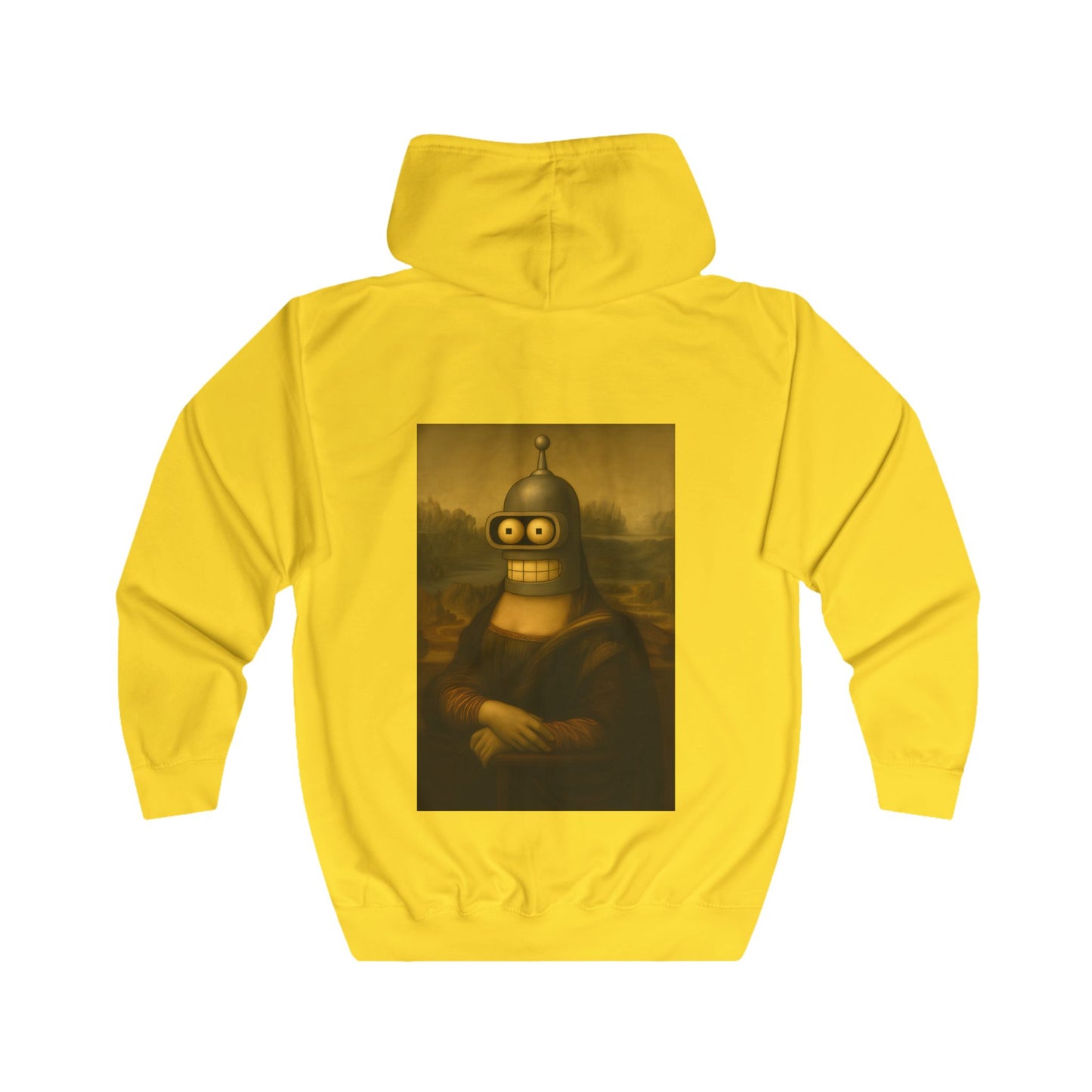 True Insights Zip Hoodie Mona Lisa Roboter Motiv in Sun Yellow, lustige Kunst Parodie für Sci-Fi Fans