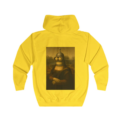 True Insights Zip Hoodie Mona Lisa Roboter Motiv in Sun Yellow, lustige Kunst Parodie für Sci-Fi Fans