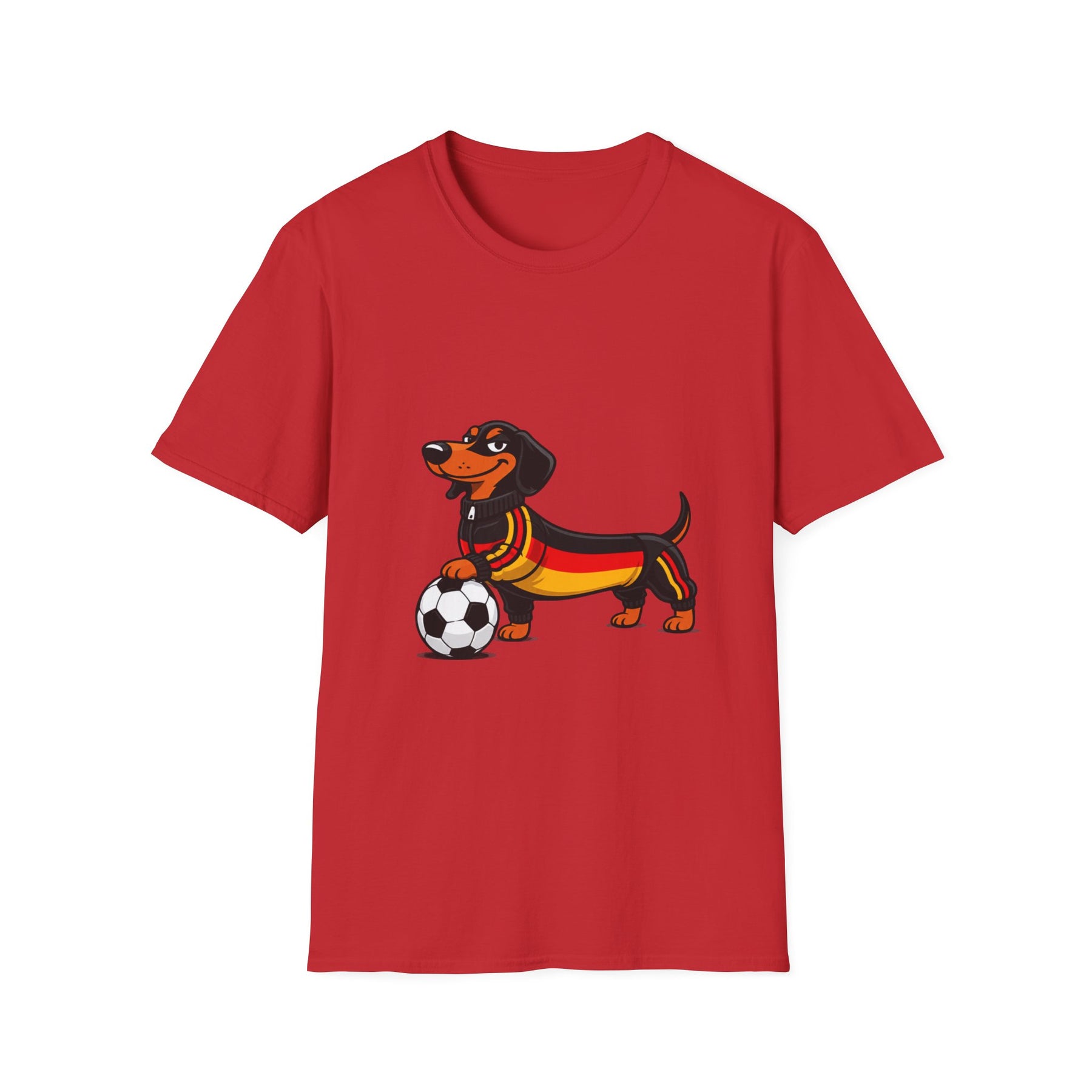 True Insights Unisex T-Shirt Fußball Dackel WM 2026 Deutschland-Motiv in Red