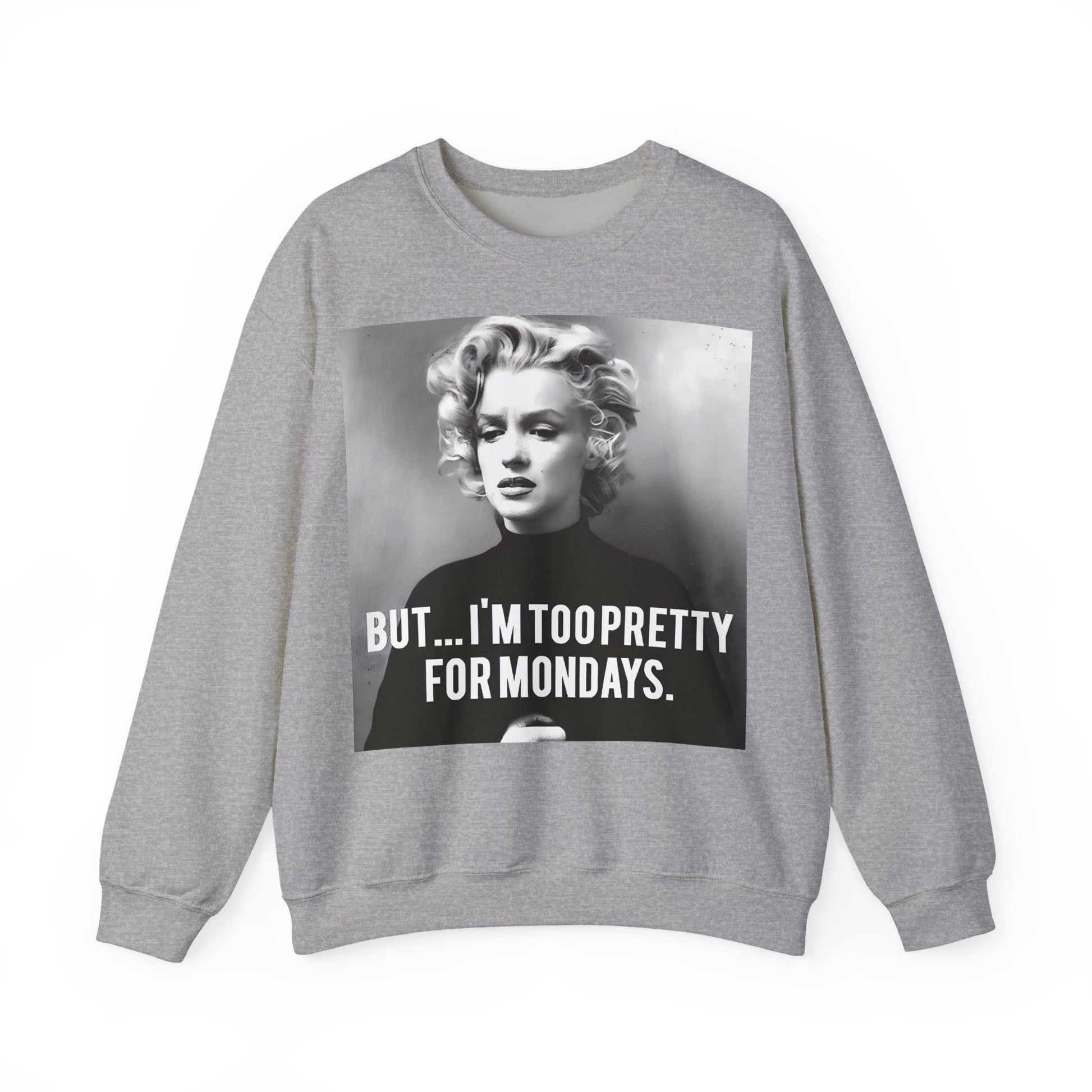 Sweatshirt – Sweatshirt – Too Pretty for Mondays – Retro Statement Pullover | True Insights Design mit Humor