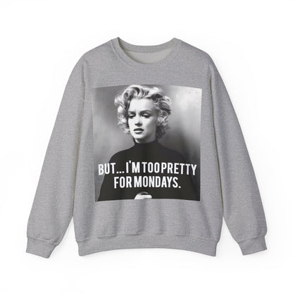 Sweatshirt – Sweatshirt – Too Pretty for Mondays – Retro Statement Pullover | True Insights Design mit Humor