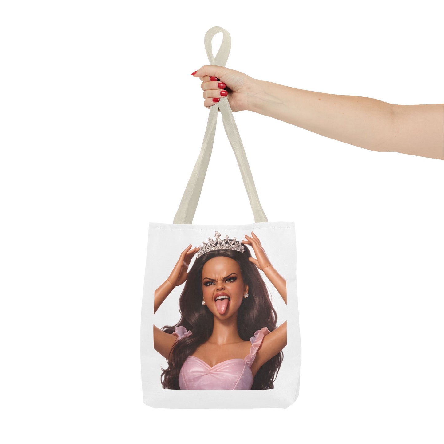 Barbicore Tote Bag – Freche Diva mit Krone & Zunge | Bedruckter Polyester Sportbeutel Gymbag für Gym, Uni & Strand
