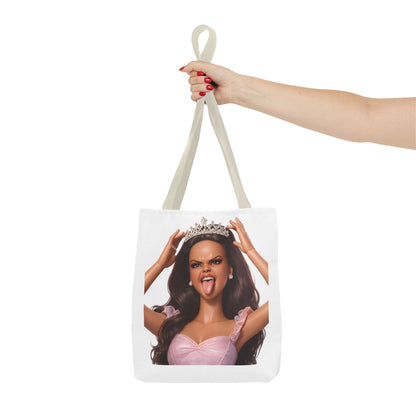 Barbicore Tote Bag – Freche Diva mit Krone & Zunge | Bedruckter Polyester Sportbeutel Gymbag für Gym, Uni & Strand