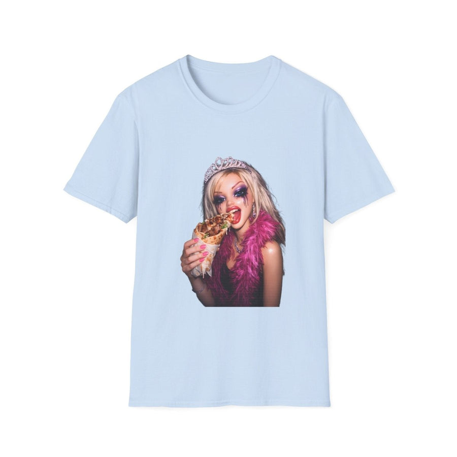 True Insights T-Shirt Plastik trifft Döner Puppen-Meme in Hellblau, lustiges Puppen-Motiv als Geschenkidee