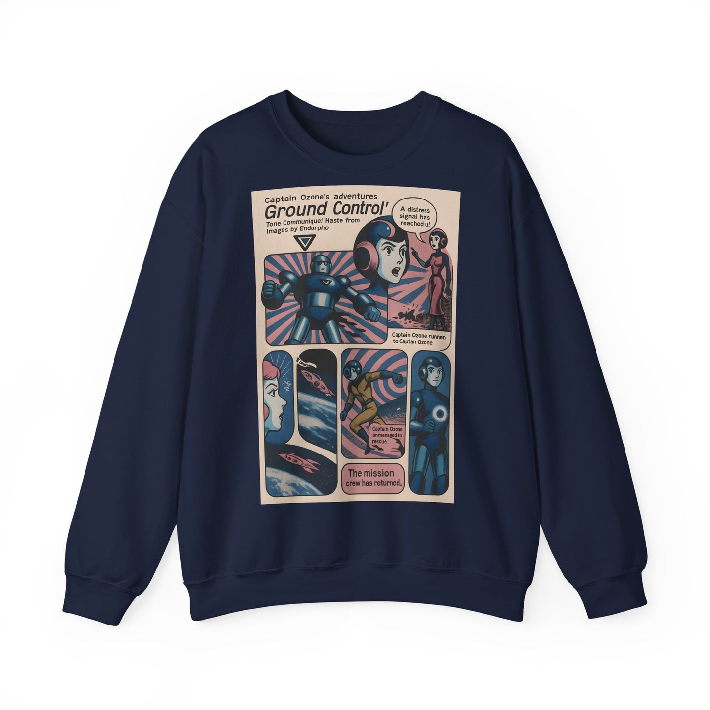 Sweatshirt – Retro Space Comic Sweatshirt – Captain Ozone „Ground Control“ Edition | True Insights Design mit Humor