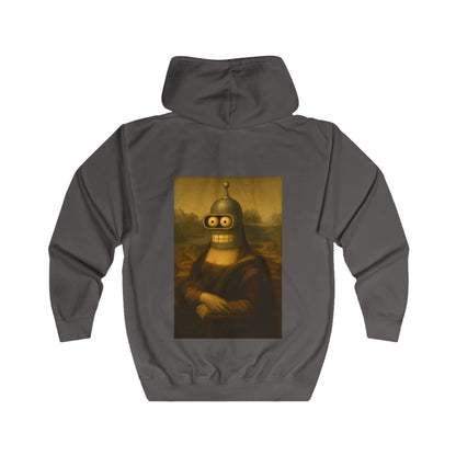 True Insights Zip Hoodie Mona Lisa Roboter Mashup in Steel Grey, satirisches Geschenk für Sci-Fi Fans