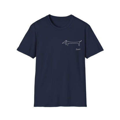 Picasso Dackel T-Shirt – Minimalistische Hundelinie mit Kultfaktor - kleines Motiv