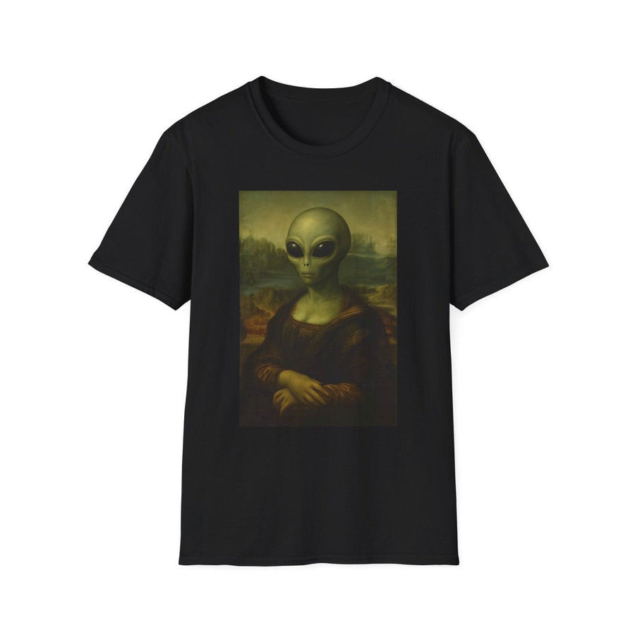 True Insights T-Shirt Mona Alien Kunstparodie Extraterrestrik in Schwarz, satirisches außerirdisches Kunstmotiv