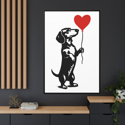 Canvas Bild – Dackel mit Herzballon
