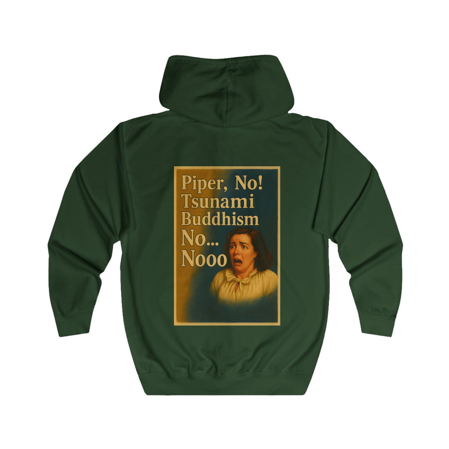 Piper, No! Tsunami. Buddhism. Zip-Hoodie – Dramamotief in retrostijl