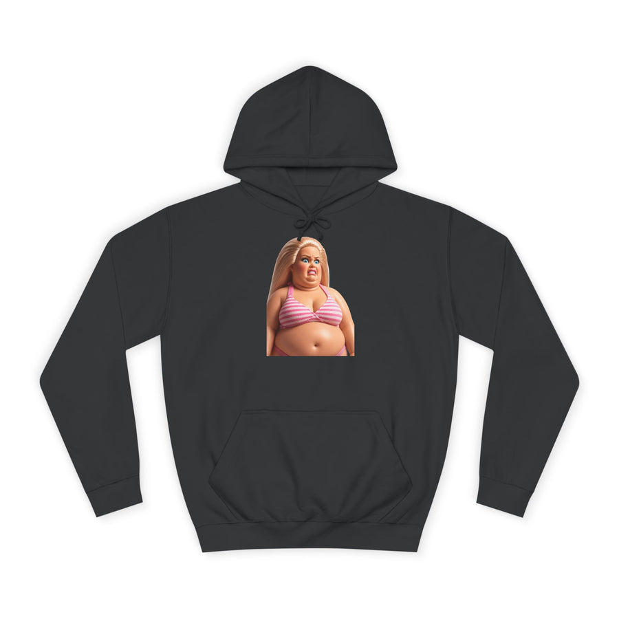 True Insights Genervte Blondine Hoodie – Lustiges Statement-Motiv mit Bikini-Puppe in Jet Black
