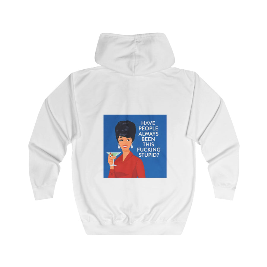 Have People Always Been This Stupid? Zip-Hoodie – Retro-Pop-Art-Motiv mit Martini