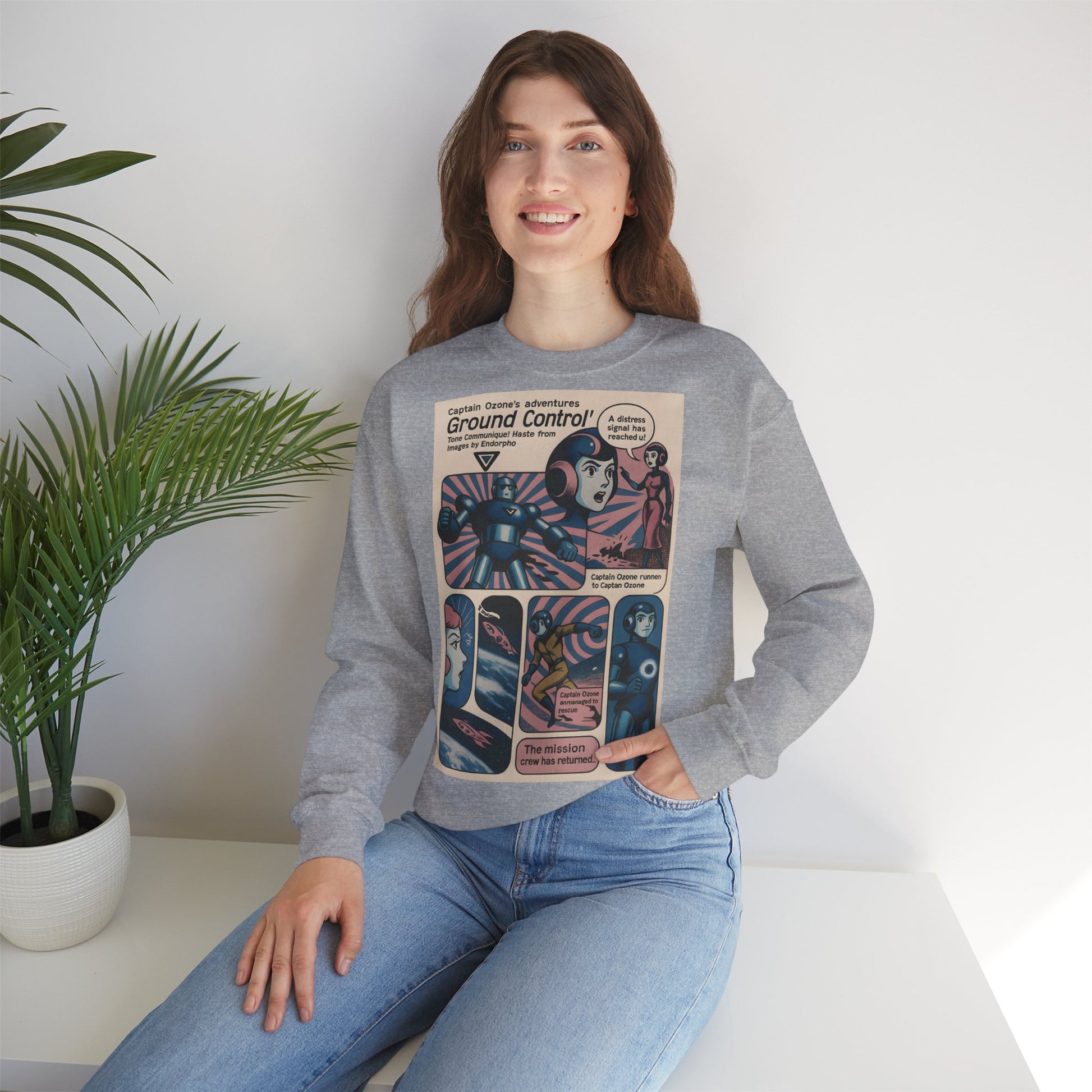 Retro Space Comic Sweatshirt – Captain Ozone „Ground Control“ Edition