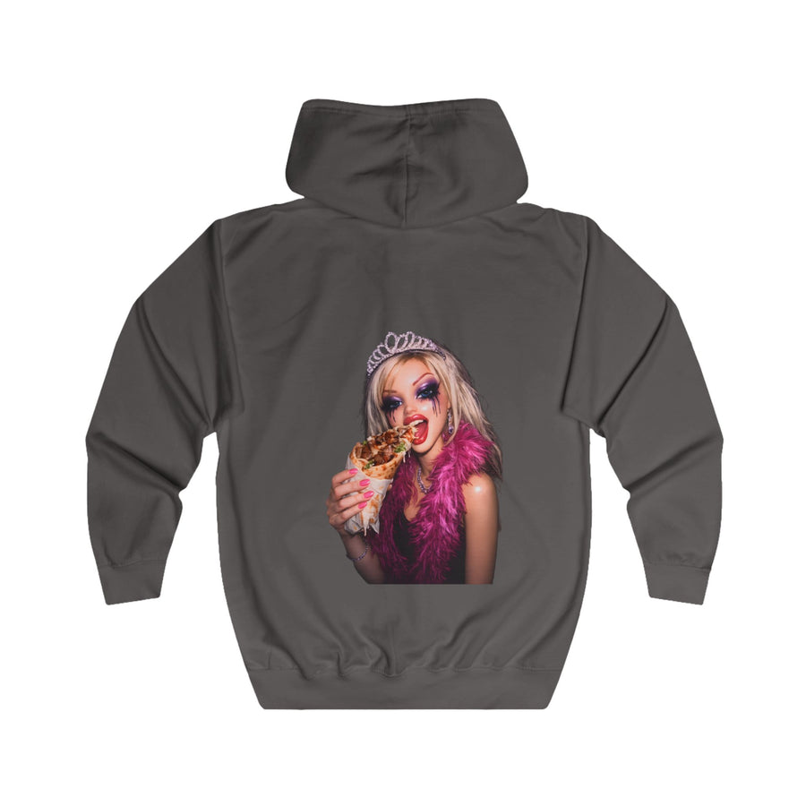 Statement Sweatjacke „Princess Punk“ – Zip-Hoodie mit Rückendruck – Steel Grey – Rückenansicht