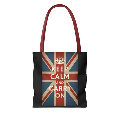 Keep Calm and Carry On Tote Bag – Union Jack Stoffen Tas met Kroon, Brits Kultmotief, Cadeau voor UK-Fans
