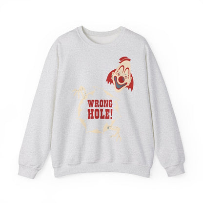 Sweatshirt – Wrong Hole! – Schwarzhumoriges Sweatshirt mit Clown-Design | True Insights Design mit Humor