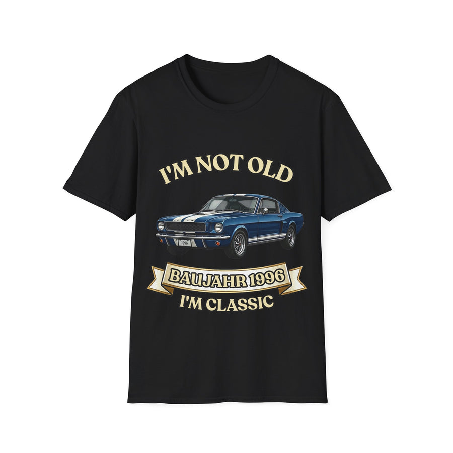 Geschenk zum 30. Geburtstag – T-Shirt Jahrgang 1996 Muscle Car – Black – Vorderseite
