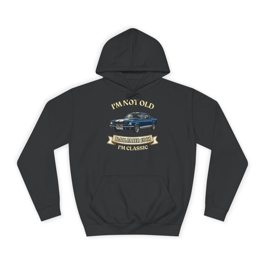 Geschenk zum 35. Geburtstag – Hoodie Jahrgang 1991 Muscle Car – Jet Black – Vorderseite