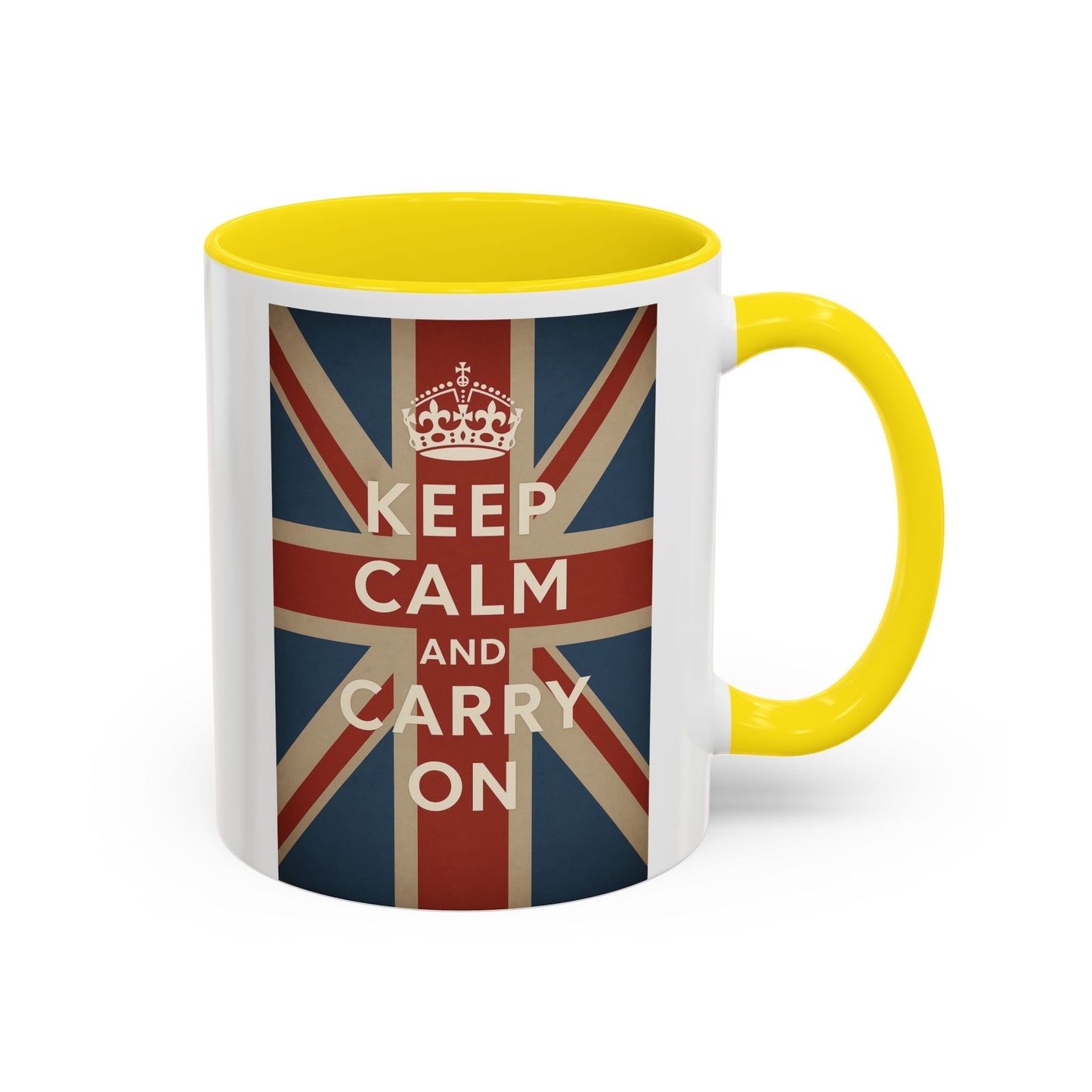 Mug Keep Calm and Carry On – Tasse Union Jack rétro British avec couronne