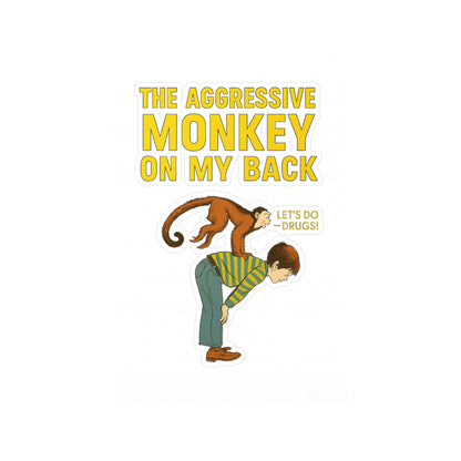 The Aggressive Monkey On My Back Sticker – Lustiger Retro Affe Vintage Meme Aufkleber, ironisches Geschenk