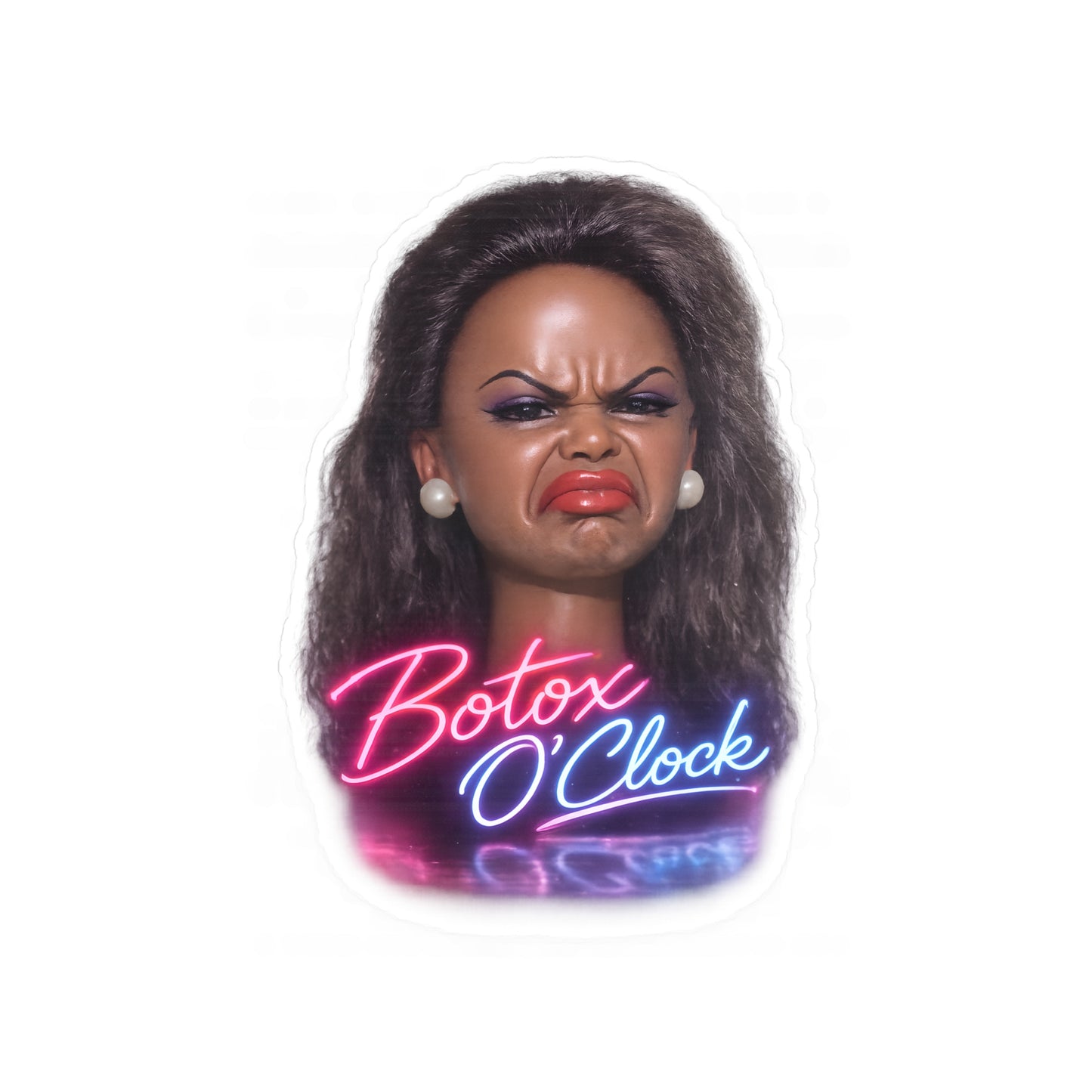 Botox O'Clock Sticker – Lustiges Beauty-Meme Aufkleber, Grimasse Neon-Design, Geschenk für Botox-Fans & Kosmetik-Liebhaber
