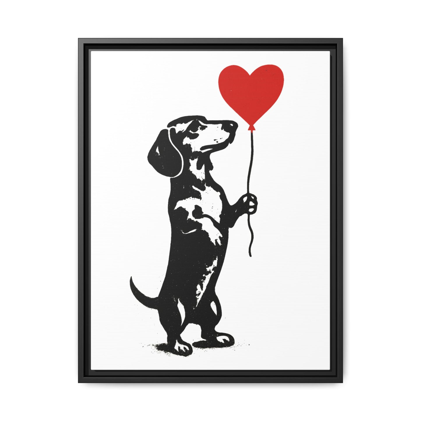Canvas Bild – Dackel mit Herzballon