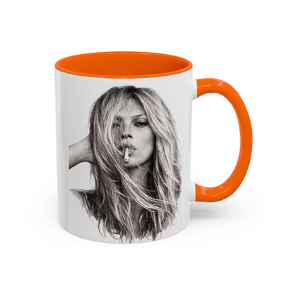 Kate Moss Tasse – Ikonisches Schwarz-Weiß Portrait Kaffeebecher | Fashion Legende Geschenk für Fans