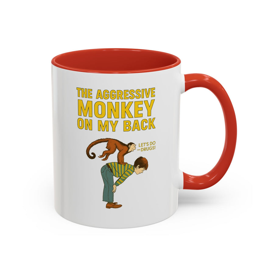 Mug Aggressive Monkey On My Back - Tasse drôle rétro vintage
