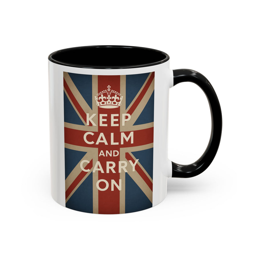 Mug Keep Calm and Carry On – Tasse Union Jack rétro British avec couronne