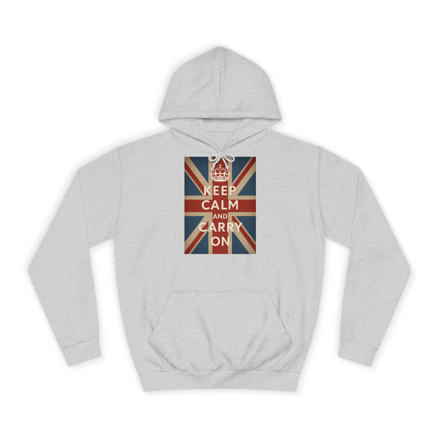 Sweat à Capuche Keep Calm and Carry On – Union Jack Drapeau Britannique Couronne Vintage Rétro pour Fans du UK