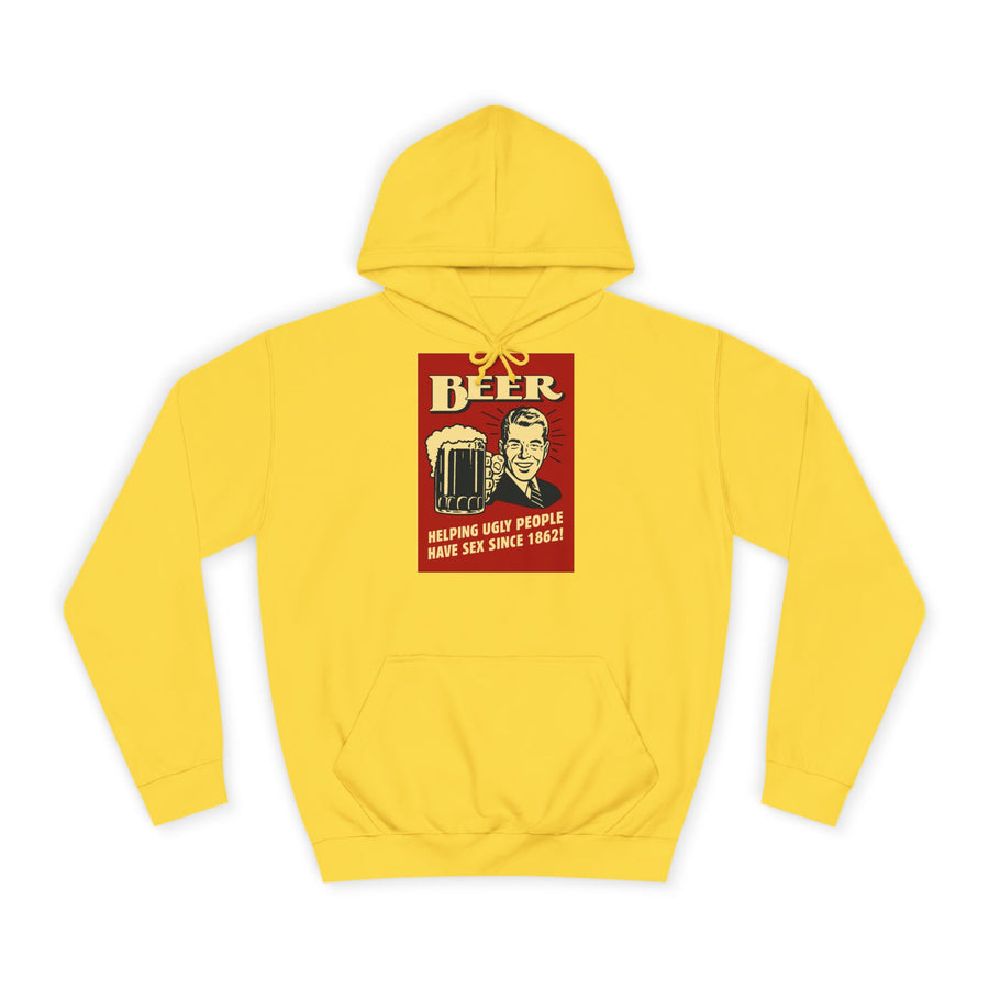 BEER Hoodie Rétro Vintage Bière Humour - Helping Ugly People - Cadeau drôle amateurs de bière, fête & homme