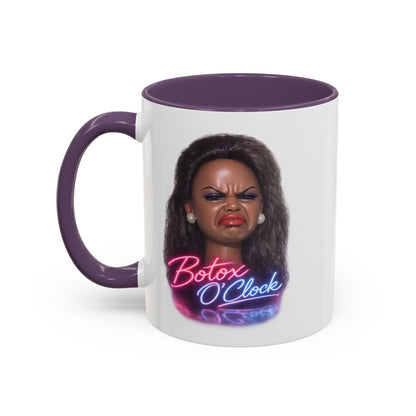 Botox O'Clock Tasse - Lustige Neon Kaffeetasse mit witzigem Grimasse-Motiv, Geschenk für Beauty-Fans & Humor-Liebhaber