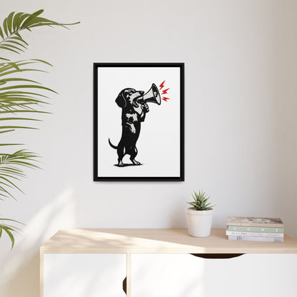 Dog with Megaphone – Satirisches Banksy-inspiriertes Kunstmotiv | Statement Design