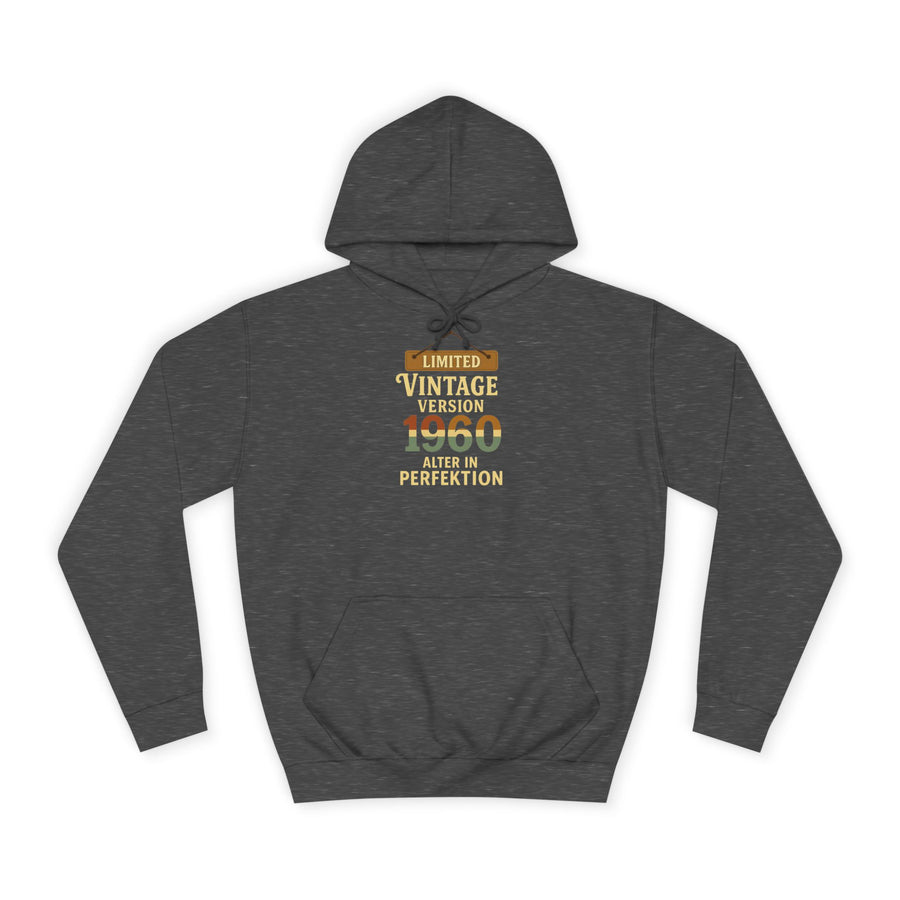 Geschenk zum 66. Geburtstag – Hoodie Jahrgang 1960 Limited Vintage – Charcoal – Vorderseite