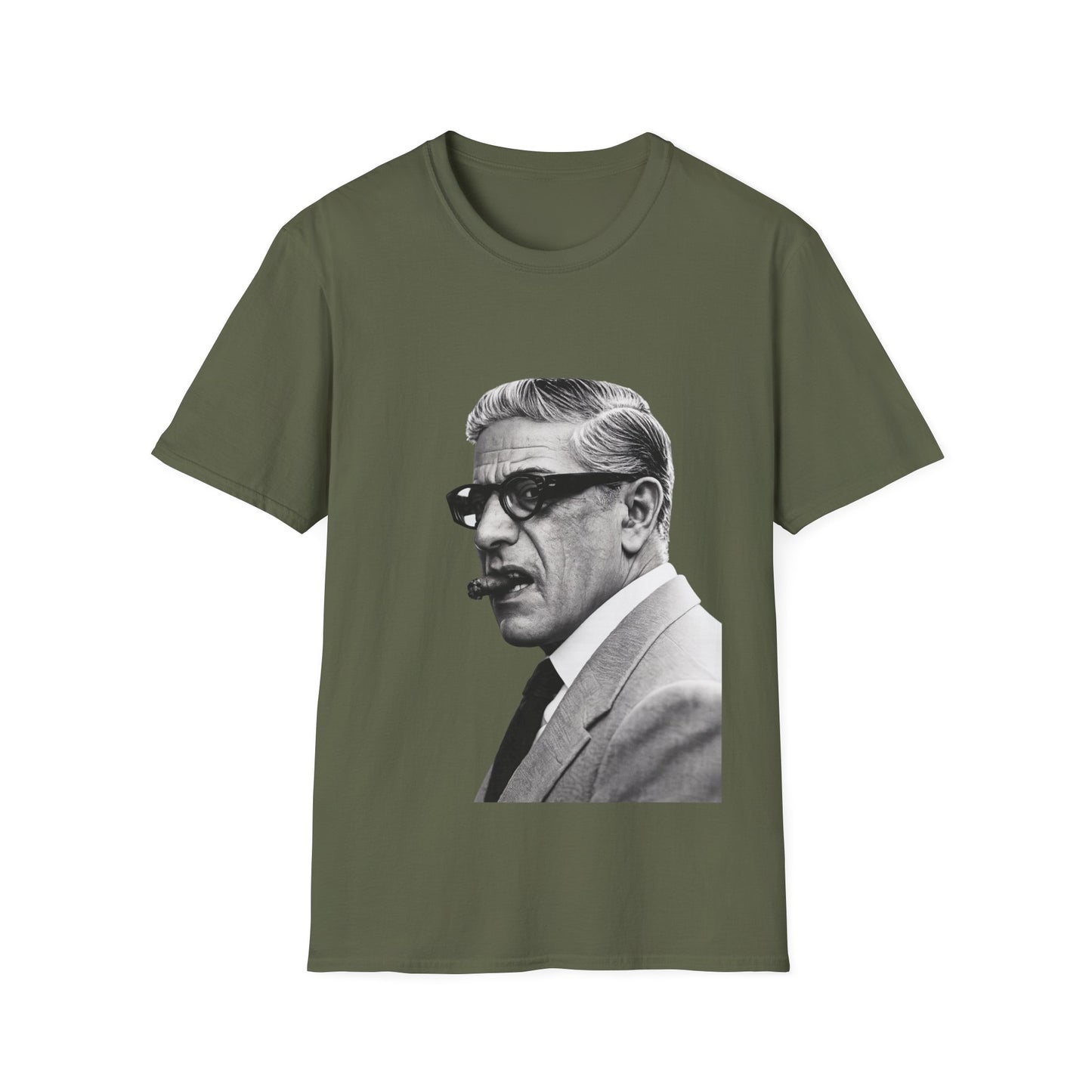 Aristoteles Onassis Portrait T-Shirt Unisex – Ikonische Zigarre & Brille, Vintage Schwarz-Weiß Legende, Retro Fan Geschenk