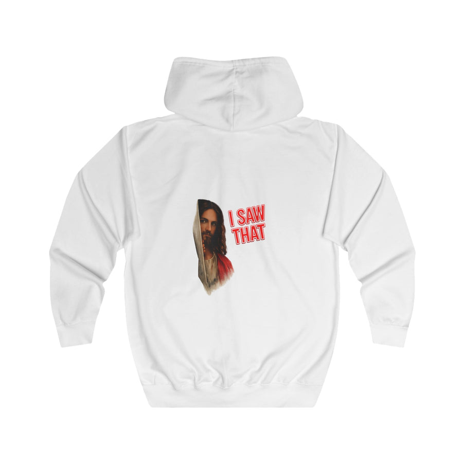 I Saw That Jesus Zip-Hoodie – Religieuze humor met een knipoog