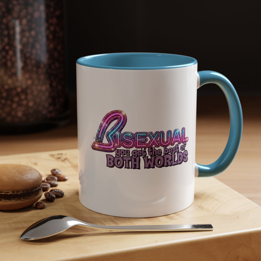 Mug Bisexual – You Get The Best Of Both Worlds | Effet paillettes coloré pour Bi Pride & CSD