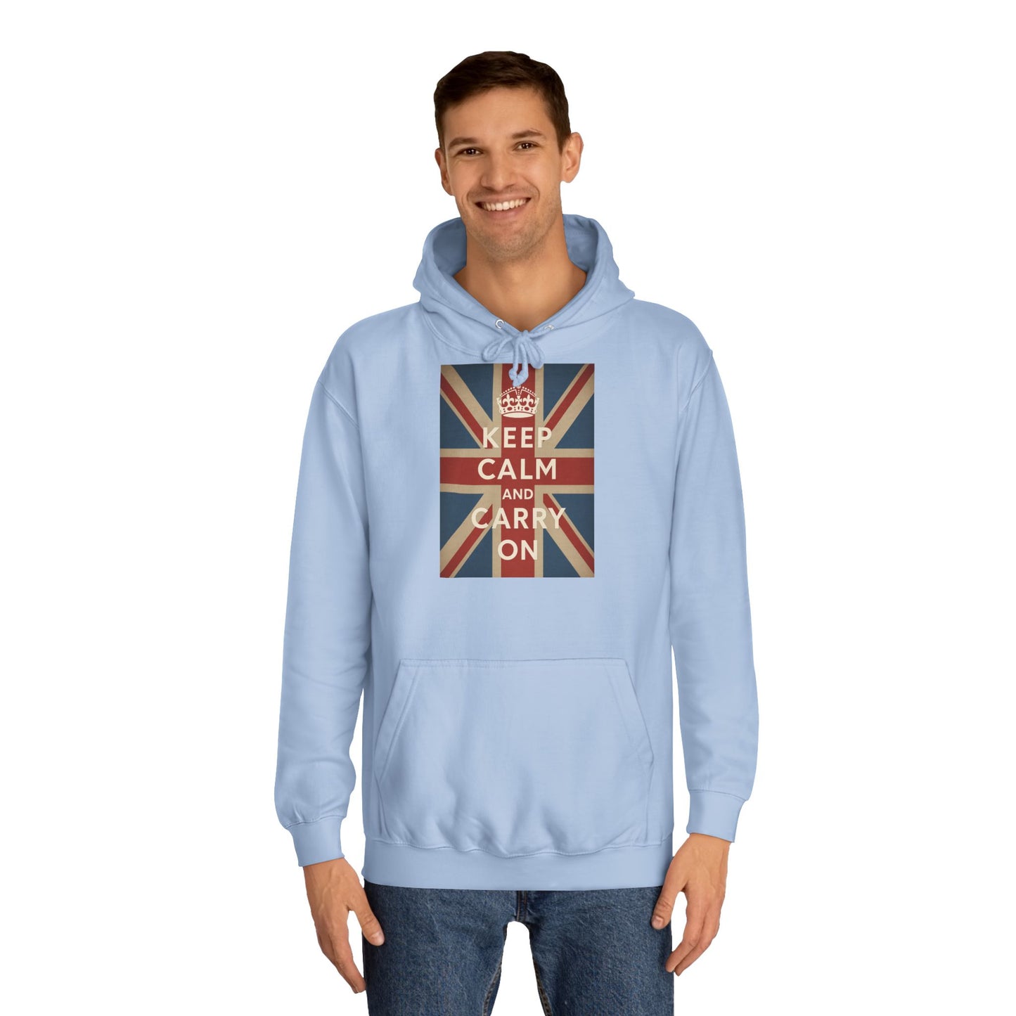 Keep Calm and Carry On Hoodie – Union Jack Britse Vlag Kroon Vintage Retro Hoodie voor UK-Fans