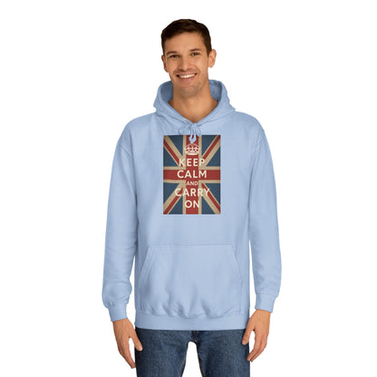 Keep Calm and Carry On Hoodie – Union Jack Britse Vlag Kroon Vintage Retro Hoodie voor UK-Fans