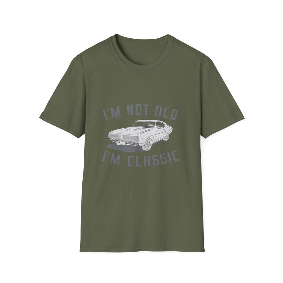 True Insights T-Shirt I'm Not Old I'm Classic Muscle Car Retro Motiv in Militärgrün mit Oldtimer Print