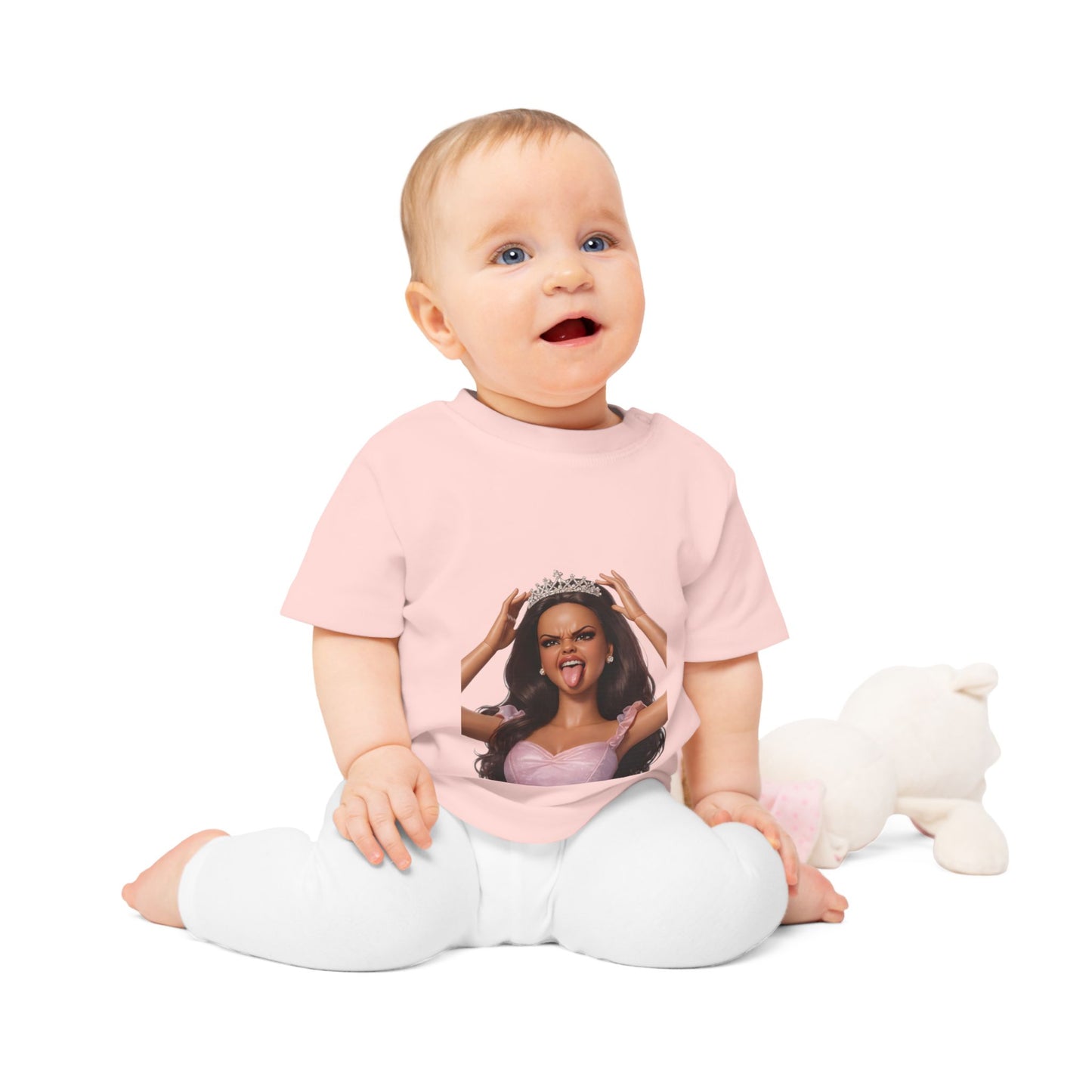 Barbicore Baby T-Shirt – Freche Prinzessin mit Krone & Zunge raus | Lustiges Diva-Motiv für Babys & Kleinkinder