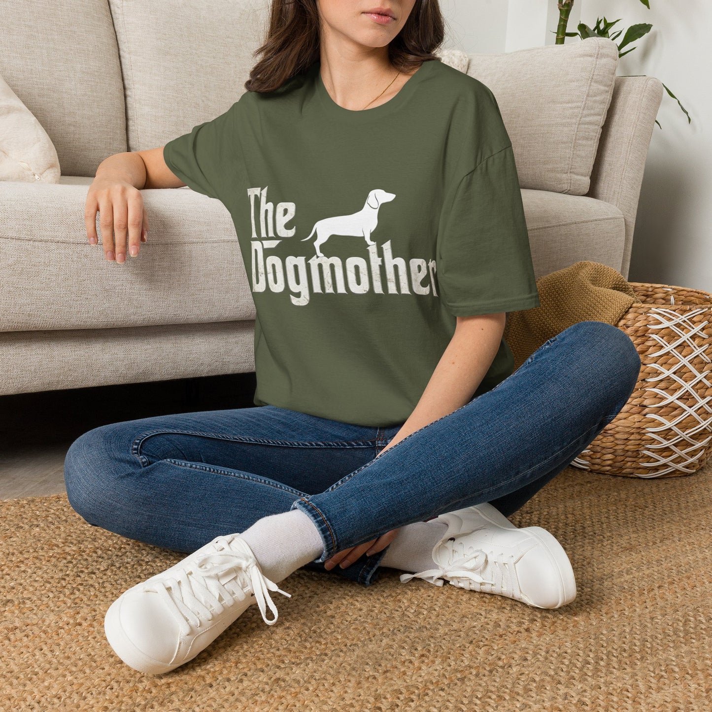 True Insights Damen Shirt The Dogmother Dackel Design, witziges Geschenk für Dackelliebhaber