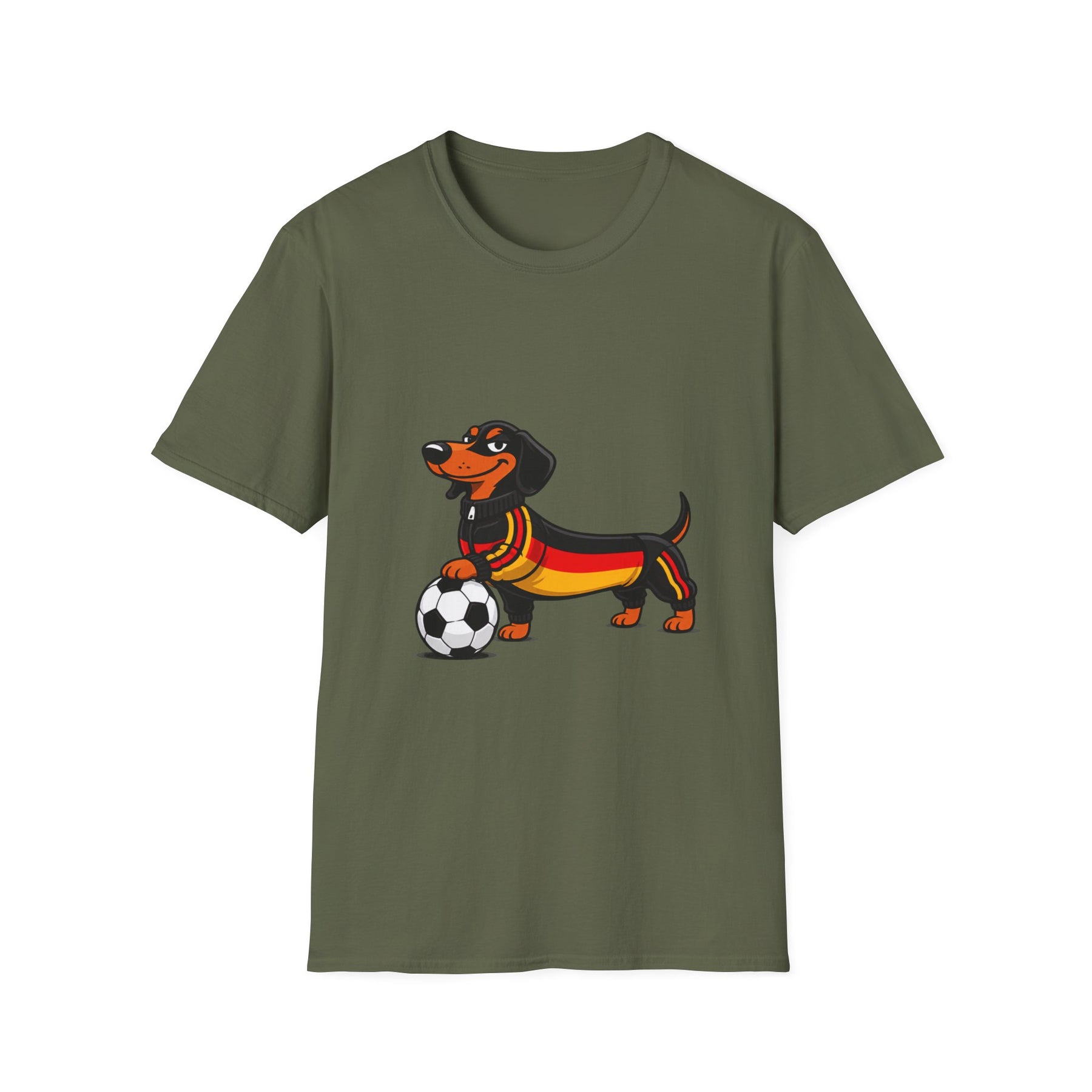 True Insights T-Shirt Fußball Dackel WM 2026 im Deutschland-Trikot in Military Green