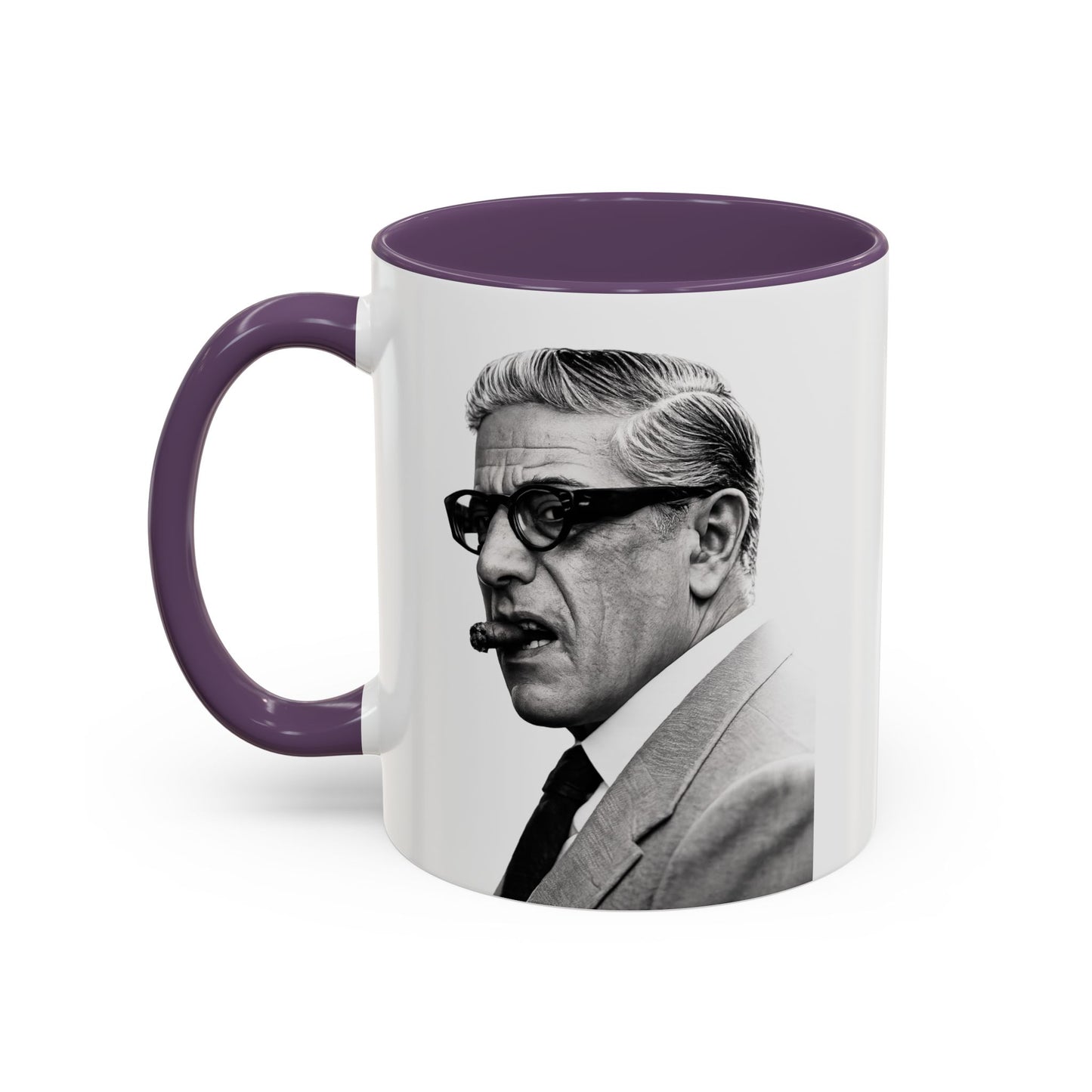 Aristoteles Onassis Kaffeetasse – Schwarz-Weiß Porträt mit Zigarre & Brille | Bunte Tasse für Geschichts- & Stil-Fans